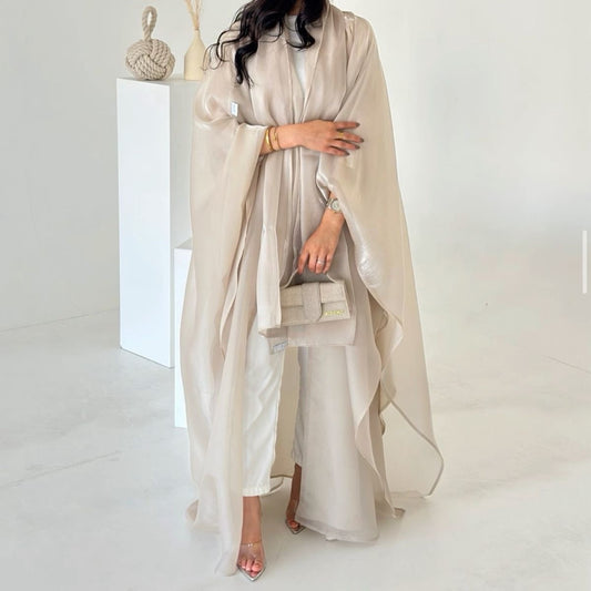 Luxe Flowing Abaya with Matching Sheer Scarf