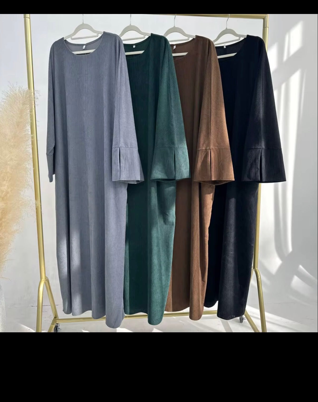 Premium Corduroy Abaya – Minimalist Modest Maxi Dress