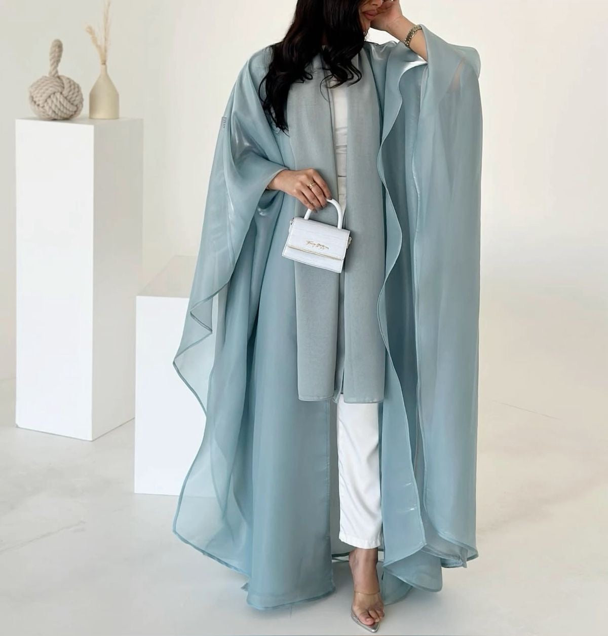 Luxe Flowing Abaya with Matching Sheer Scarf