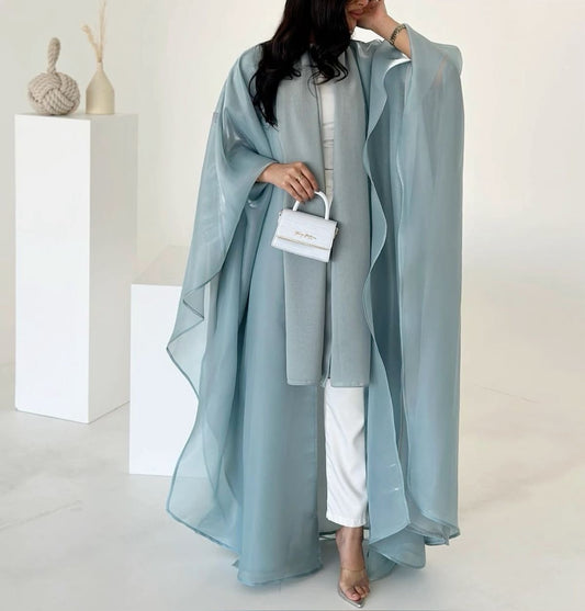 Luxe Flowing Abaya with Matching Sheer Scarf