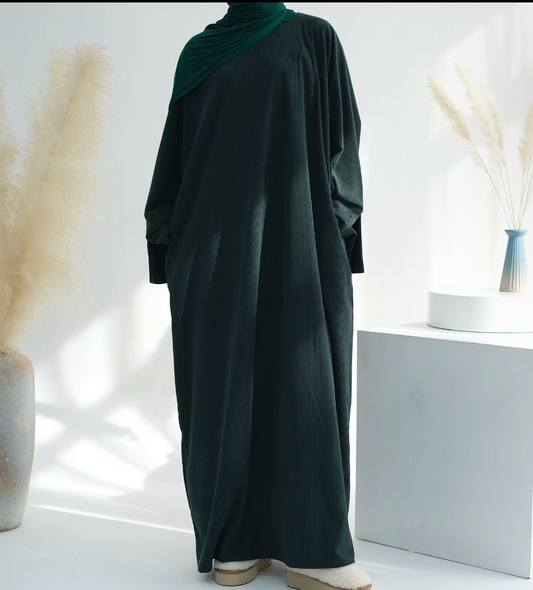 Premium Corduroy Abaya – Minimalist Modest Maxi Dress